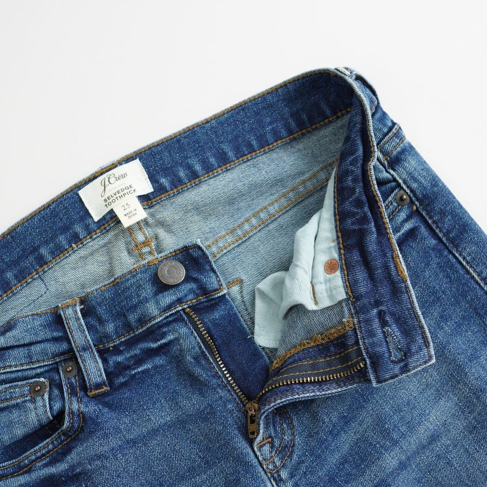 J. Crew Selvedge Toothpick Stretch Denim Skinny Jeans Womens Size 25 Dark Wash - Picture 4 of 13